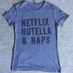 💙 Gray “Netflix Nutella & Naps” T-Shirt (Med)